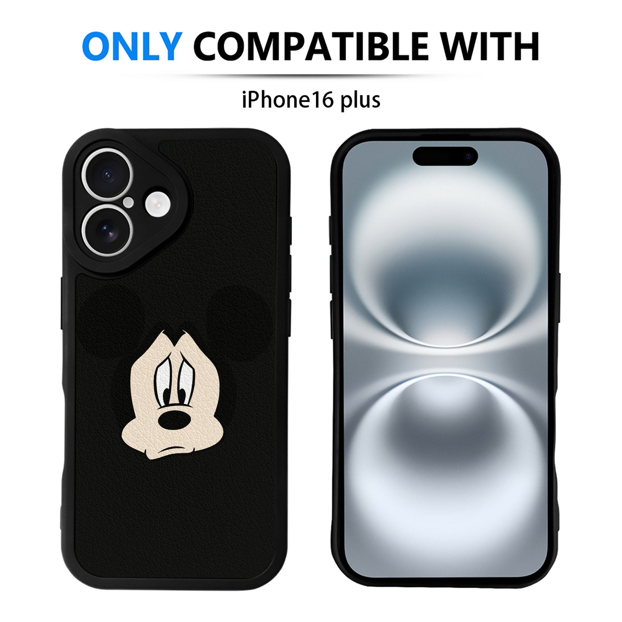 （画像用） ミッキーマウス Mickey Mouse 【iPhone 16シリーズ対応】シリコンスマホケース（レザー調） 材質：シリコン